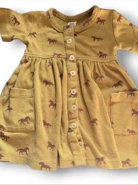 Kate Quinn Horse Print Button Front Pocket Dress - Size 6-12M